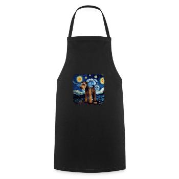 Airedale Terrier Van gogh starry night - Cooking Apron - black - Front - AI Model Male 185 dark (185cm)