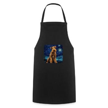 Airedale Terrier Van gogh starry night - Cooking Apron - black - Front - AI Model Male 185 dark (185cm)