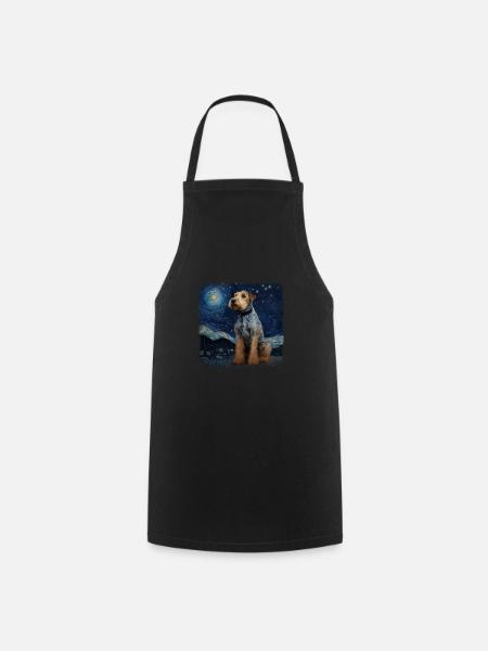 Airedale Terrier Van gogh starry night - Kochschürze - Schwarz