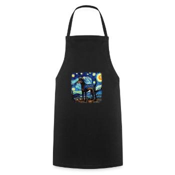 Australian Kelpie Van gogh starry night - Cooking Apron - black - Front - AI Model Male 185 dark (185cm)