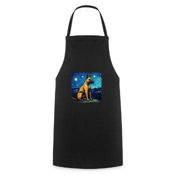 Belgian Malinois Van gogh starry night - Kochschürze - Schwarz - Vorne - AI Model Male 185 dark (185cm)