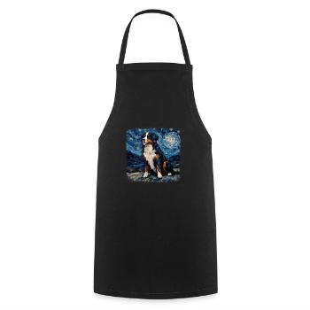 Bernese Mountain Dog Van gogh starry night - Kochschürze - Schwarz - Vorne - AI Model Male 185 dark (185cm)