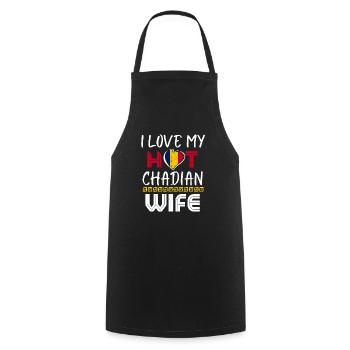 Funny I Love My Hot Chadian Wife Husband - Cooking Apron - black - Front - AI Model Male 185 dark (185cm)