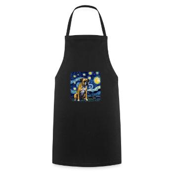 Boxer Van Gogh nuit étoilée - Tablier de cuisine - noir - Devant - AI Model Male 185 dark (185cm)