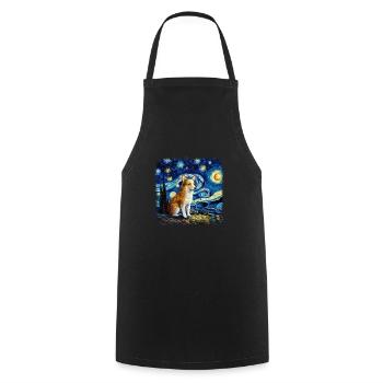 Nuit étoilée galloise Corgi Van Gogh - Tablier de cuisine - noir - Devant - AI Model Male 185 dark (185cm)