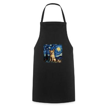 Chihuahua Van gogh starry night - Cooking Apron - black - Front - AI Model Male 185 dark (185cm)