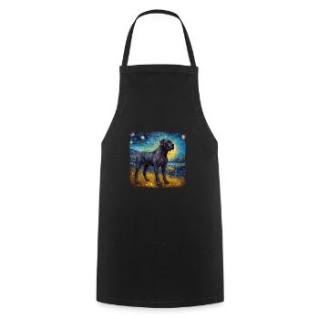 Cane Corso Van gogh nuit étoilée - Tablier de cuisine - noir - Devant - AI Model Male 185 dark (185cm)