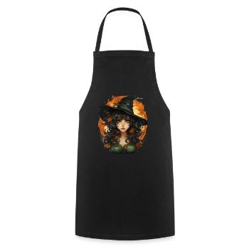 Halloween Witch I Cartoon Style I Witch - Cooking Apron - black - Front - AI Model Male 185 dark (185cm)