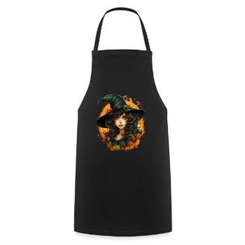 Halloween Witch I Cartoon Style I Witch - Cooking Apron - black - Front - AI Model Male 185 dark (185cm)