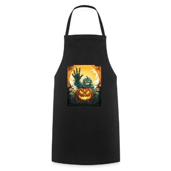 Halloween Mains émergentes Citrouille effrayante - Tablier de cuisine - noir - Devant - AI Model Male 185 dark (185cm)
