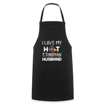 Drôle de mari éthiopien Fière épouse - Tablier de cuisine - noir - Devant - AI Model Male 185 dark (185cm)