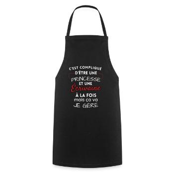 Princess and Writer, I manage! - Cooking Apron - black - Front - AI Model Male 185 dark (185cm)