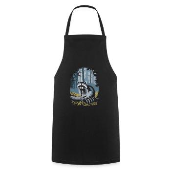 Raccoon in Cottagecore Forest - Cooking Apron - black - Front - AI Model Male 185 dark (185cm)