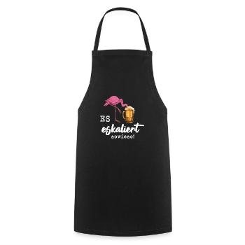 Es eskaliert eh wieder Flamingo Bier Party - Kochschürze - Schwarz - Vorne - AI Model Male 185 dark (185cm)