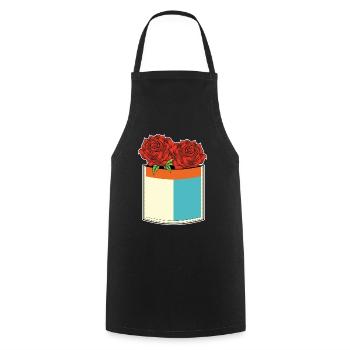 Botanique Nature Floral Cadeau Chest Poche Roses - Tablier de cuisine - noir - Devant - AI Model Male 185 dark (185cm)