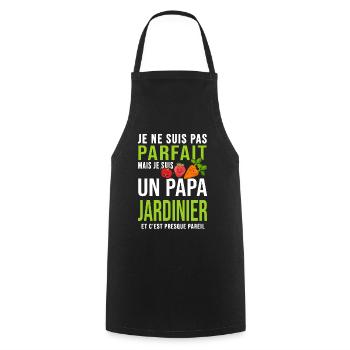 papa jardinier pas parfait papa jardinier jardin - Tablier de cuisine - noir - Devant - AI Model Male 185 dark (185cm)