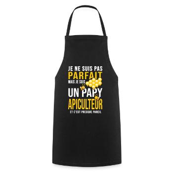 papy apiculteur pas parfait papi abeilles miel - Tablier de cuisine - noir - Devant - AI Model Male 185 dark (185cm)