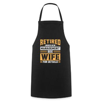 pensionné retraite humour idée cadeau grand-père - Tablier de cuisine - noir - Devant - AI Model Male 185 dark (185cm)