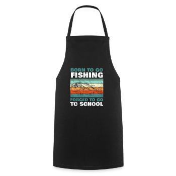 Angeln Né pour aller à la pêche Forcé d’aller à l’école - Tablier de cuisine - noir - Devant - AI Model Male 185 dark (185cm)