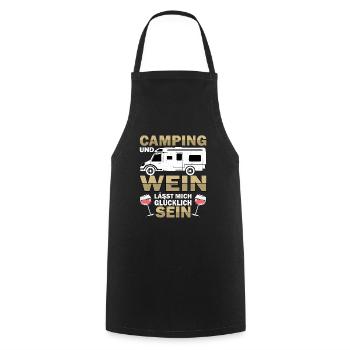 Camping Weinliebhaber Camper Wohnmobil Campen Wein - Kochschürze - Schwarz - Vorne - AI Model Male 185 dark (185cm)