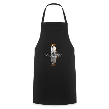 Jack Russel Reflektion im Wasser | Hundeliebhaber - Kochschürze - Schwarz - Vorne - AI Model Male 185 dark (185cm)