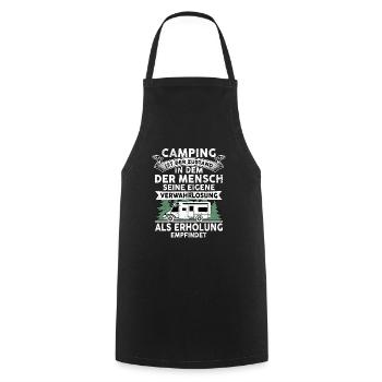 Camping Ist Der Zustand In Dem Der Mensch Camping - Kochschürze - Schwarz - Vorne - AI Model Male 185 dark (185cm)