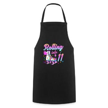 Children's Birthday Shirt 11th Birthday Roller Skates - Cooking Apron - black - Front - AI Model Male 185 dark (185cm)