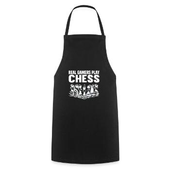 Schach Sprüche - Kochschürze - Schwarz - Vorne - AI Model Male 185 dark (185cm)