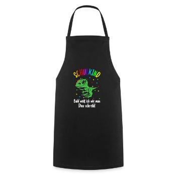 Schulkind Dino | Ich bin ein Schulkind - Kochschürze - Schwarz - Vorne - AI Model Male 185 dark (185cm)