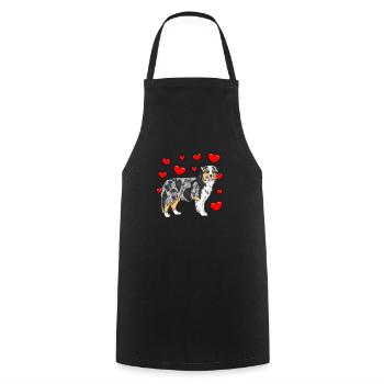 Australian Shepherd - Cooking Apron - black - Front - AI Model Male 185 dark (185cm)