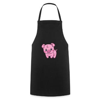 Hausschwein Wildschwein Bauer Bauernhof | Schwein - Kochschürze - Schwarz - Vorne - AI Model Male 185 dark (185cm)