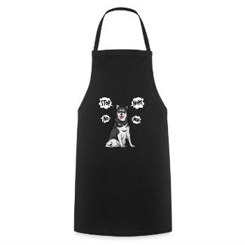 Alaskan Malamute Husky Dog - Cooking Apron - black - Front - AI Model Male 185 dark (185cm)