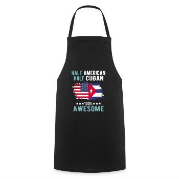 Half American Half Cuban - Cooking Apron - black - Front - AI Model Male 185 dark (185cm)