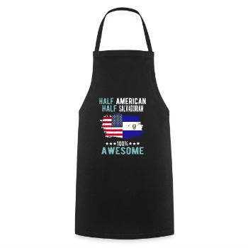 Half American Half Salvadoran - Cooking Apron - black - Front - AI Model Male 185 dark (185cm)
