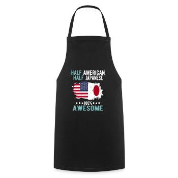 Moitié américain moitié japonais - Tablier de cuisine - noir - Devant - AI Model Male 185 dark (185cm)