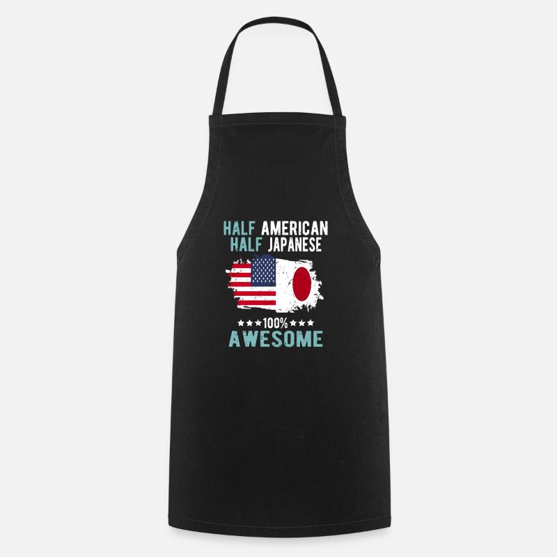 Half American Half Japanese - Cooking Apron - black
