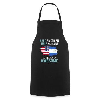Half American Half Nicaraguan - Cooking Apron - black - Front - AI Model Male 185 dark (185cm)