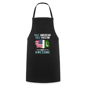 Half American Half Pakistani - Cooking Apron - black - Front - AI Model Male 185 dark (185cm)