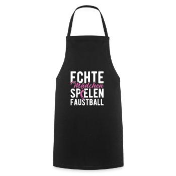 Echte Mädchen spielen Faustball Faustballerin - Kochschürze - Schwarz - Vorne - AI Model Male 185 dark (185cm)