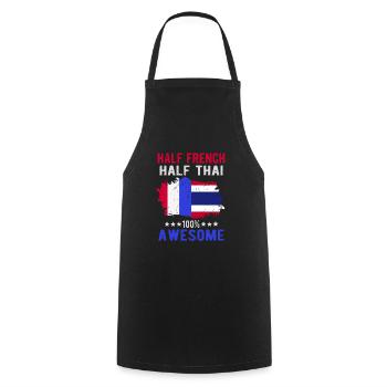 Moitié Français moitié thaï - Tablier de cuisine - noir - Devant - AI Model Male 185 dark (185cm)