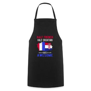 Moitié Français moitié croate - Tablier de cuisine - noir - Devant - AI Model Male 185 dark (185cm)