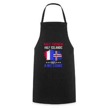 Moitié Français moitié islandais - Tablier de cuisine - noir - Devant - AI Model Male 185 dark (185cm)
