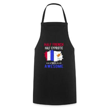 Moitié Français moitié chypriote - Tablier de cuisine - noir - Devant - AI Model Male 185 dark (185cm)