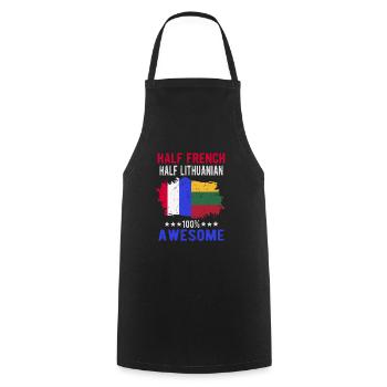 Half French Half Lithuanian - Cooking Apron - black - Front - AI Model Male 185 dark (185cm)