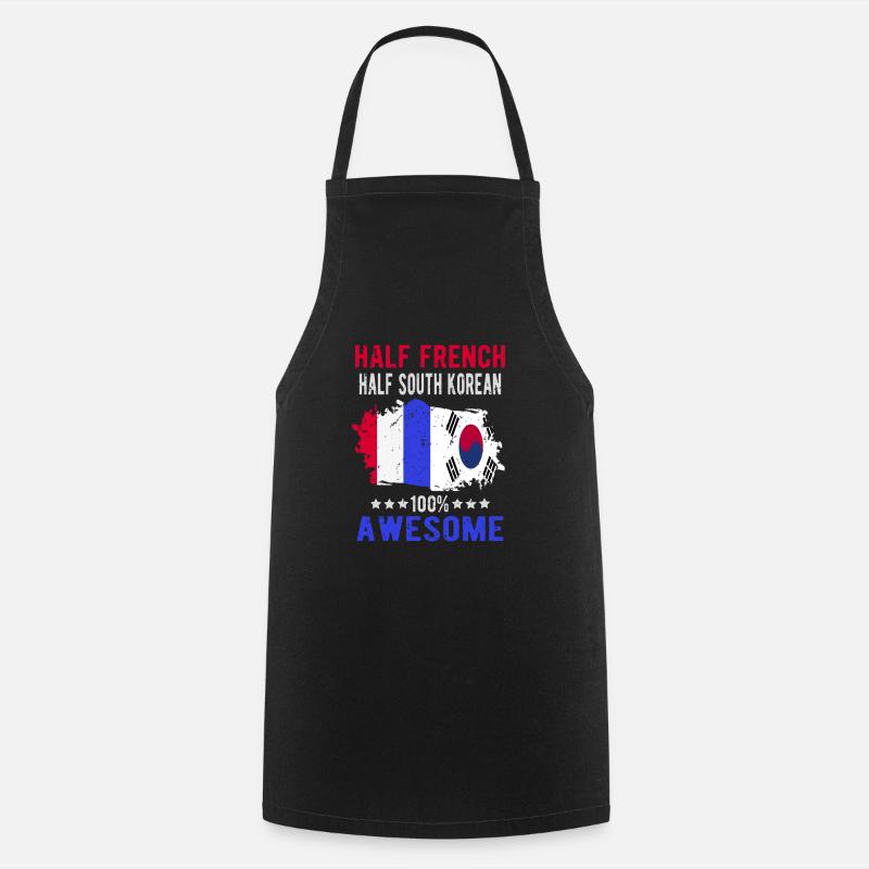 Moitié Français moitié sud-coréen - Tablier de cuisine - noir