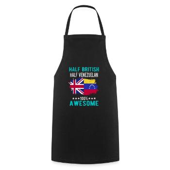 Half British Half Venezuelan - Cooking Apron - black - Front - AI Model Male 185 dark (185cm)