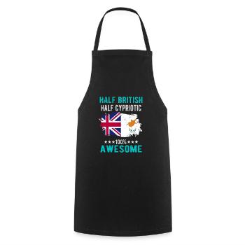 Moitié britannique moitié chypriote - Tablier de cuisine - noir - Devant - AI Model Male 185 dark (185cm)