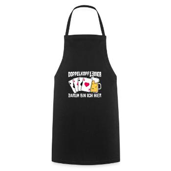 Double head and beer that's why I'm here - Cooking Apron - black - Front - AI Model Male 185 dark (185cm)