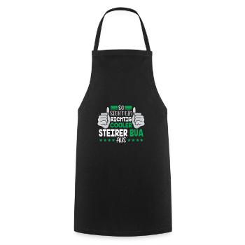This is what a real Styrian Bua from Styria looks like - Cooking Apron - black - Front - AI Model Male 185 dark (185cm)