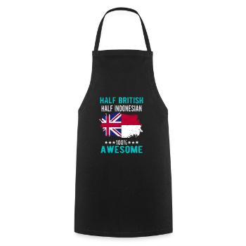 Half British Half Indonesian - Cooking Apron - black - Front - AI Model Male 185 dark (185cm)